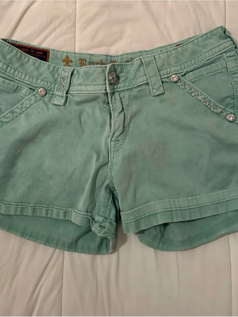 Rock Revival | Green Denim Shorts
